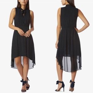 Avec Les Filles Dress Small Black Swiss Polka Dot High Low Chiffon Womens